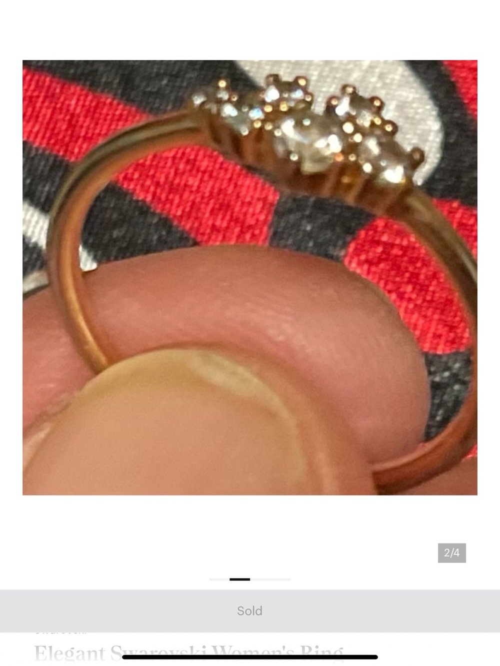 Swarovski Silver Three-Stone Clear Crystal Ring - Picture 4 of 4